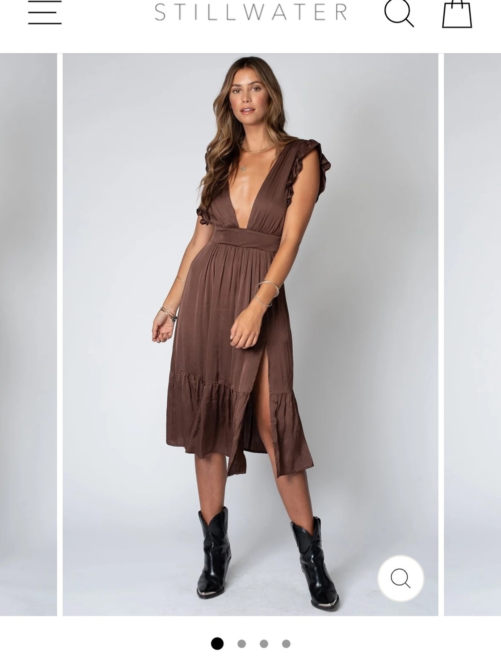 Deep V High-Low Midi Dress in Blush Pink